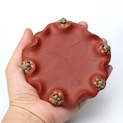 pot holder creative frog water squirt yixing zisha purple clay holder for tea pot lotus shape Chinese tea accessories
