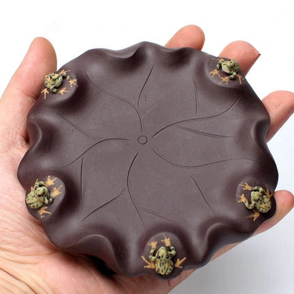 pot holder creative frog water squirt yixing zisha purple clay holder for tea pot lotus shape Chinese tea accessories