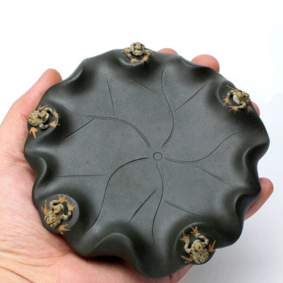 pot holder creative frog water squirt yixing zisha purple clay holder for tea pot lotus shape Chinese tea accessories