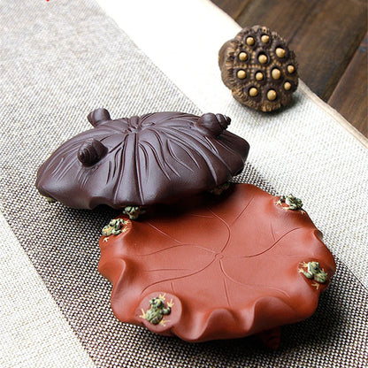 pot holder creative frog water squirt yixing zisha purple clay holder for tea pot lotus shape Chinese tea accessories