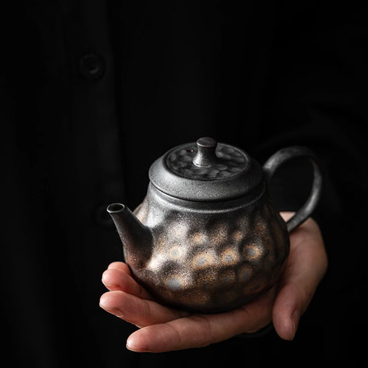 pottery tea pot with ball shaped infuser holes iron rust glaze antique style master kungfu pots 160ml Chinese ceramic teapots
