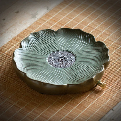 pottery tea tray water draining function reservoir serving trays for tea pot lotus design hand carved table mat for cup gaiwan