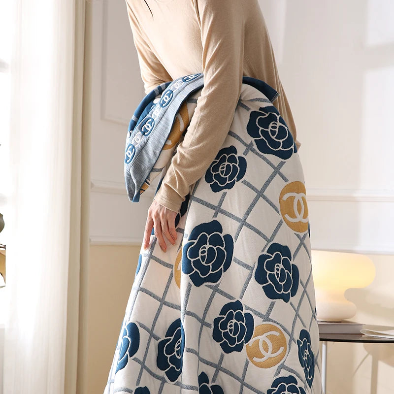 pure cotton blanket active printing gauze 10 layers summer air conditioning blankets bed cover luxury style on sales breathable