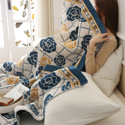 pure cotton blanket active printing gauze 10 layers summer air conditioning blankets bed cover luxury style on sales breathable