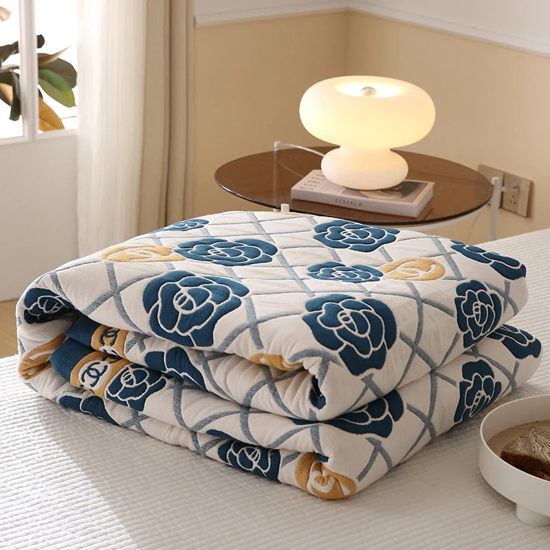 pure cotton blanket active printing gauze 10 layers summer air conditioning blankets bed cover luxury style on sales breathable