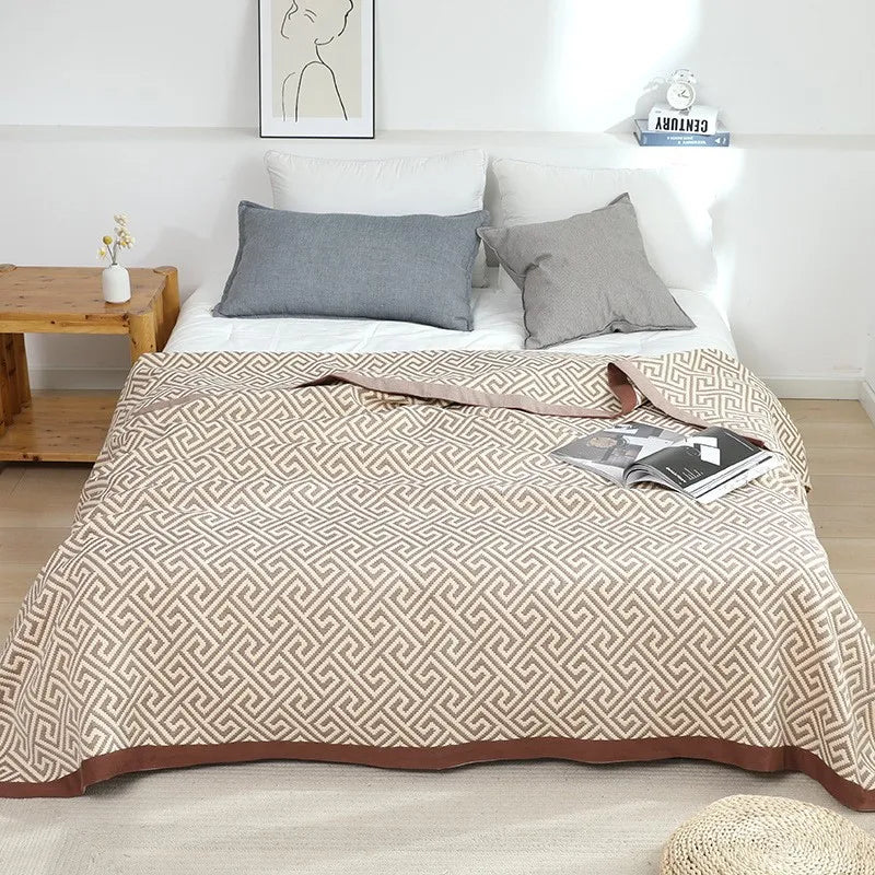 pure cotton blanket gauze breathable bed cover active printing machine washable air conditioning quilt health care thin 90"x94"