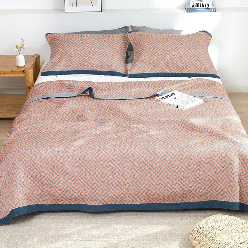 pure cotton blanket gauze breathable bed cover active printing machine washable air conditioning quilt health care thin 90"x94"