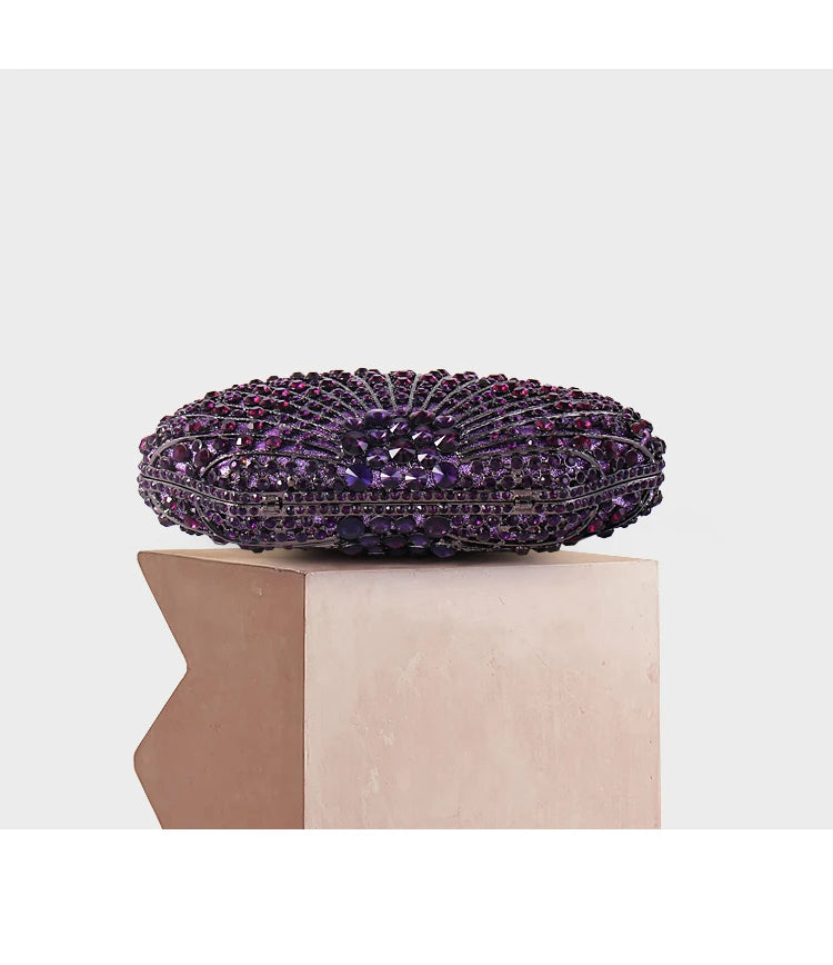 purple Diamond Elegant Clutch Minaudiere Bags Women Crystal Evening Bag Purses And Handbags Wedding Party Dinner Bolso Mujer