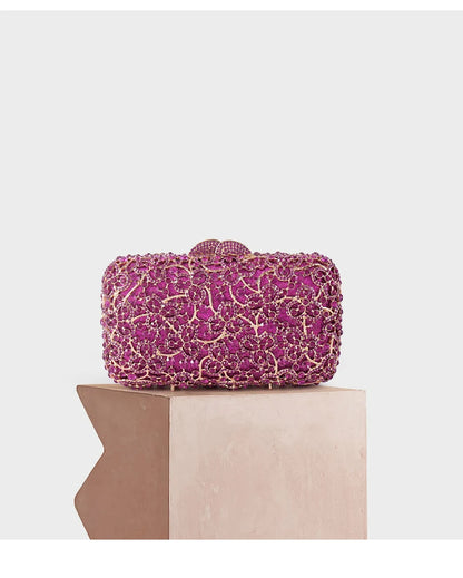 purple Rhinestone Minaudieres Evening Bag Newest Elegant Crystal Evening Bag Clutch bags Wedding Clutch Bag Party Dinner bags