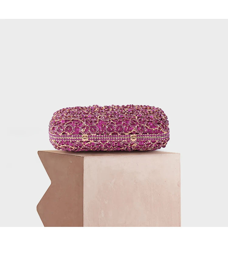 purple Rhinestone Minaudieres Evening Bag Newest Elegant Crystal Evening Bag Clutch bags Wedding Clutch Bag Party Dinner bags