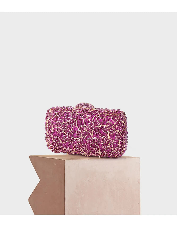 purple Rhinestone Minaudieres Evening Bag Newest Elegant Crystal Evening Bag Clutch bags Wedding Clutch Bag Party Dinner bags