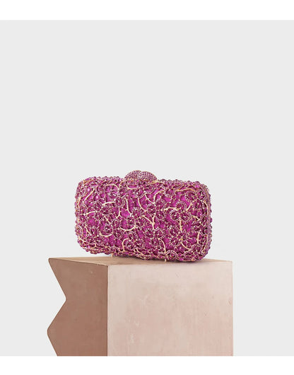 purple Rhinestone Minaudieres Evening Bag Newest Elegant Crystal Evening Bag Clutch bags Wedding Clutch Bag Party Dinner bags