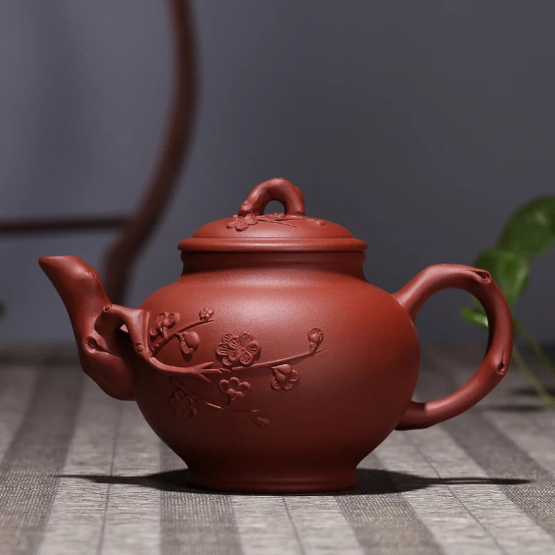 purple clay teapot pure handmade teapot Flower goods plum blossom raw ore big pot raw ore clear cement primrose pot