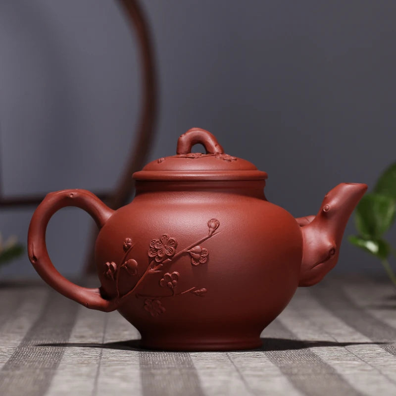 purple clay teapot pure handmade teapot Flower goods plum blossom raw ore big pot raw ore clear cement primrose pot