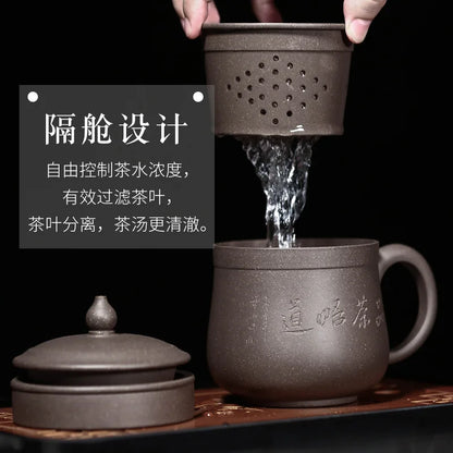 purple sand cup tea cups with cover cup full manual tank filter period of mud tea lettering enlightenment a cup of tea