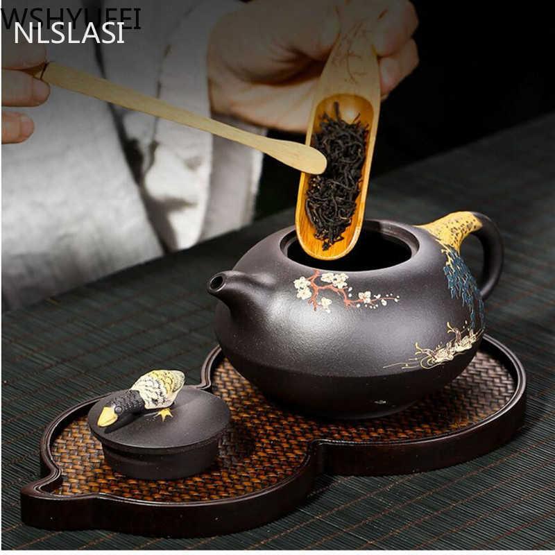 Large capacity 360ml Yixing Upscale Black mud teapots purple clay filter pot Tie Guanyin beauties kettle Boutique set 210621