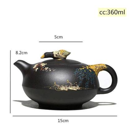 Large capacity 360ml Yixing Upscale Black mud teapots purple clay filter pot Tie Guanyin beauties kettle Boutique set 210621