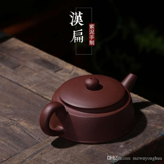 Special Purple Sand Pot Wholesale Handmade Teaware Manufacturer Direct Selling Flat-well Railing Teapot Gift Custom-engraving One Sale 160ML