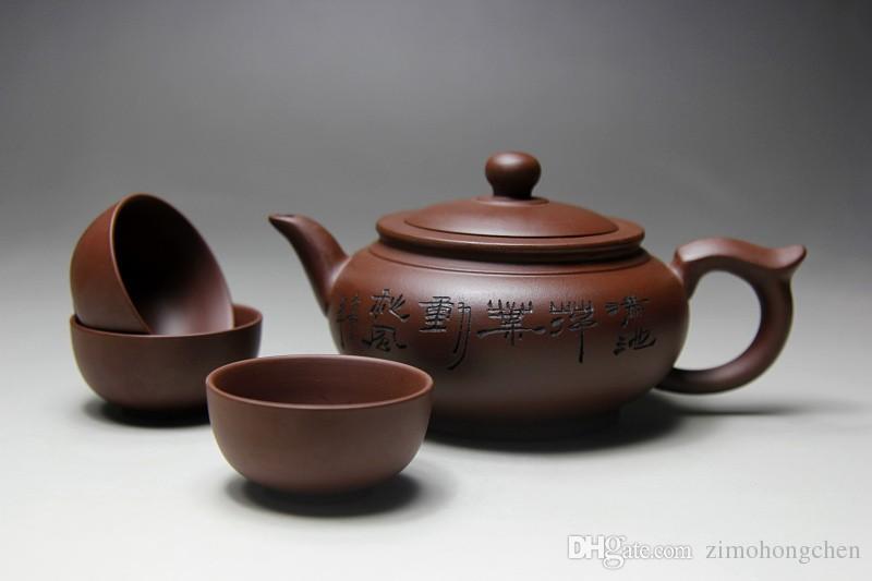 Kung Fu Tea Set Yixing Teapot Handmade Tea Pot Cup Set 400ml Zisha Ceramic Chinese green tea Ceremony Gift BONUS 3 CUPS 50ml