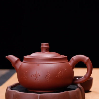 Ceramic teapot,Traditional Chinese Tea potSemi-manual purple clay pot raw ore purple clay bamboo knot pot gift custom-made teapot 360ML