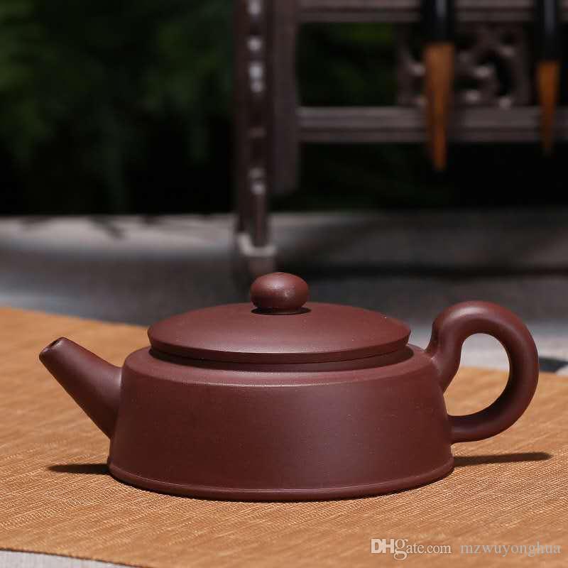 Special Purple Sand Pot Wholesale Handmade Teaware Manufacturer Direct Selling Flat-well Railing Teapot Gift Custom-engraving One Sale 160ML