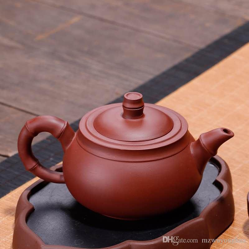 Ceramic teapot,Traditional Chinese Tea potSemi-manual purple clay pot raw ore purple clay bamboo knot pot gift custom-made teapot 360ML