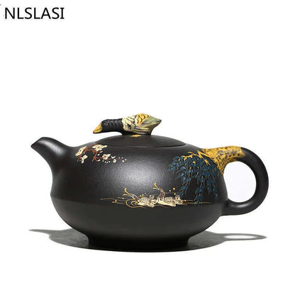 Large capacity 360ml Yixing Upscale Black mud teapots purple clay filter pot Tie Guanyin beauties kettle Boutique set 210621