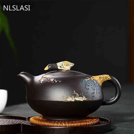 Large capacity 360ml Yixing Upscale Black mud teapots purple clay filter pot Tie Guanyin beauties kettle Boutique set 210621