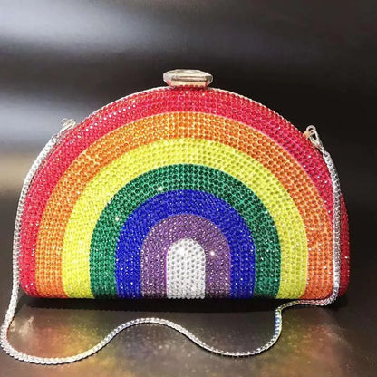 rainbow Luxury Diamond Evening bags Clutch Fashion Ladies Party Handbag Women Formal Occasion Wedding bolsos dress gift bag box