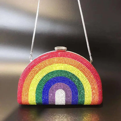 rainbow Luxury Diamond Evening bags Clutch Fashion Ladies Party Handbag Women Formal Occasion Wedding bolsos dress gift bag box