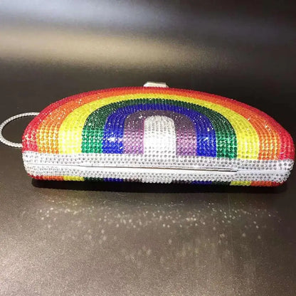 rainbow Women Evening Party Bag Diamonds Elegant Crystal Clutch Luxury Bridal Wedding Purse gift Handbag Butterfly Torebki Damsk