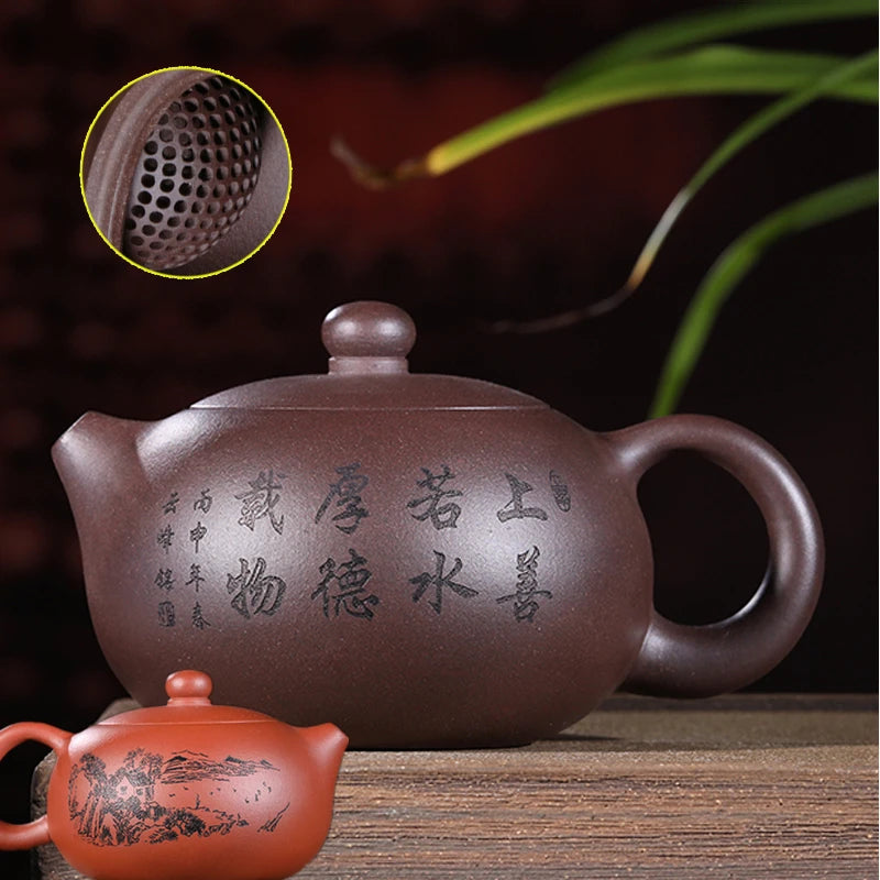 real yixing zisha tea pot with certificate ball shaped infuser holes Chinese kungfu teapot xishi pot of tea marked 300ml big
