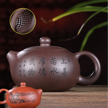 real yixing zisha tea pot with certificate ball shaped infuser holes Chinese kungfu teapot xishi pot of tea marked 300ml big