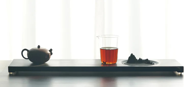 rectangle weighted black stone tea tray mountain statue decoration China serving table handmade Zen style tea boat L60cm*W20cm