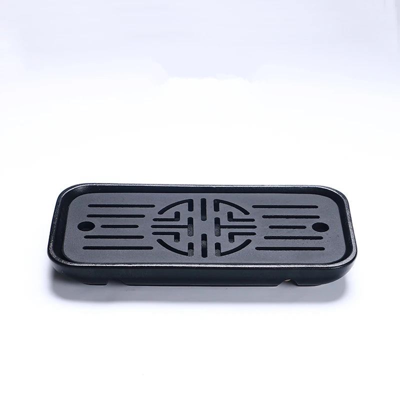 reservoir tea tray heavy black stone tea table water draining pipe outlet Chinese stone tea plate serving tray small for pot cup