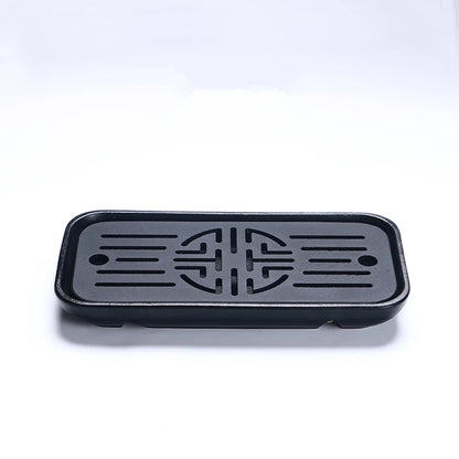 reservoir tea tray heavy black stone tea table water draining pipe outlet Chinese stone tea plate serving tray small for pot cup