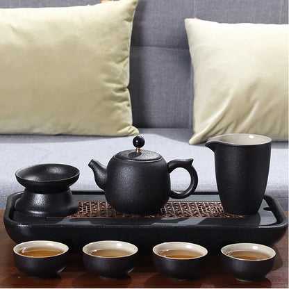 reservoir tea tray heavy black stone tea table water draining pipe outlet Chinese stone tea plate serving tray small for pot cup