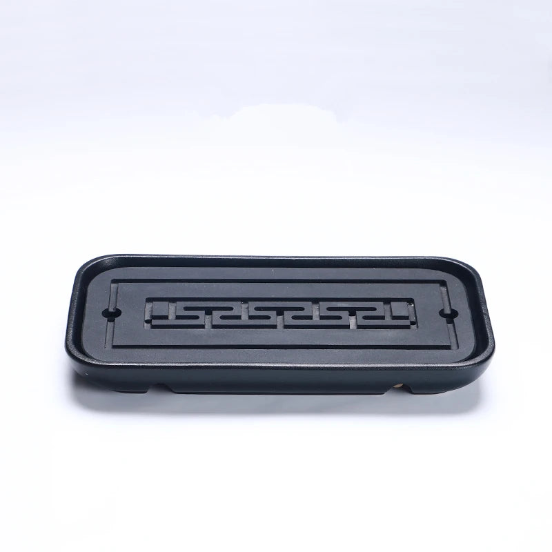 reservoir tea tray heavy black stone tea table water draining pipe outlet Chinese stone tea plate serving tray small for pot cup