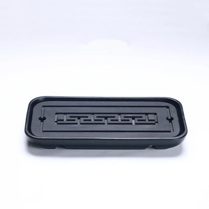 reservoir tea tray heavy black stone tea table water draining pipe outlet Chinese stone tea plate serving tray small for pot cup