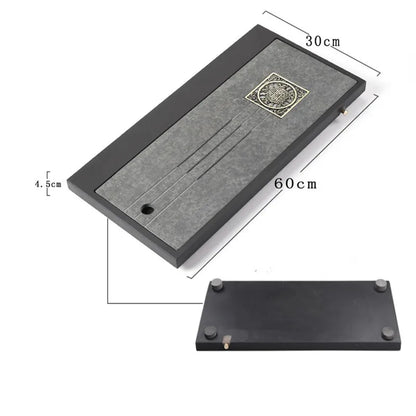 reservoir tea tray water draining tea table weighted black stone serving tray complete natural stone tea boat L60cm for tea set