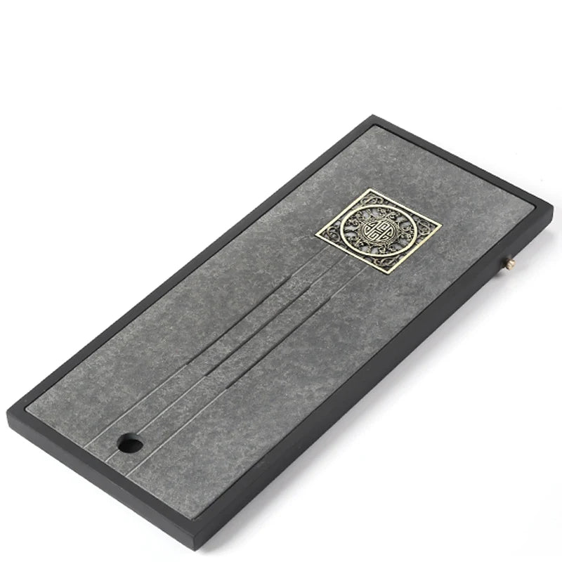 reservoir tea tray water draining tea table weighted black stone serving tray complete natural stone tea boat L60cm for tea set