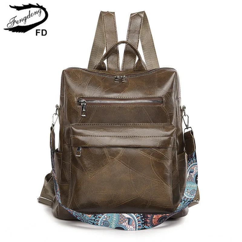 retro PU leather backpack for women anti theft shoulder bag ladies backpack leisure travel backpack large capacity laptop bag