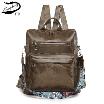 retro PU leather backpack for women anti theft shoulder bag ladies backpack leisure travel backpack large capacity laptop bag