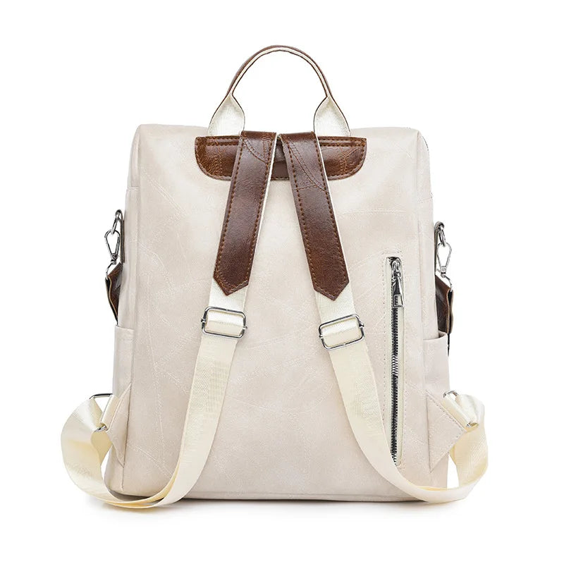 retro PU leather backpack for women anti theft shoulder bag ladies backpack leisure travel backpack large capacity laptop bag