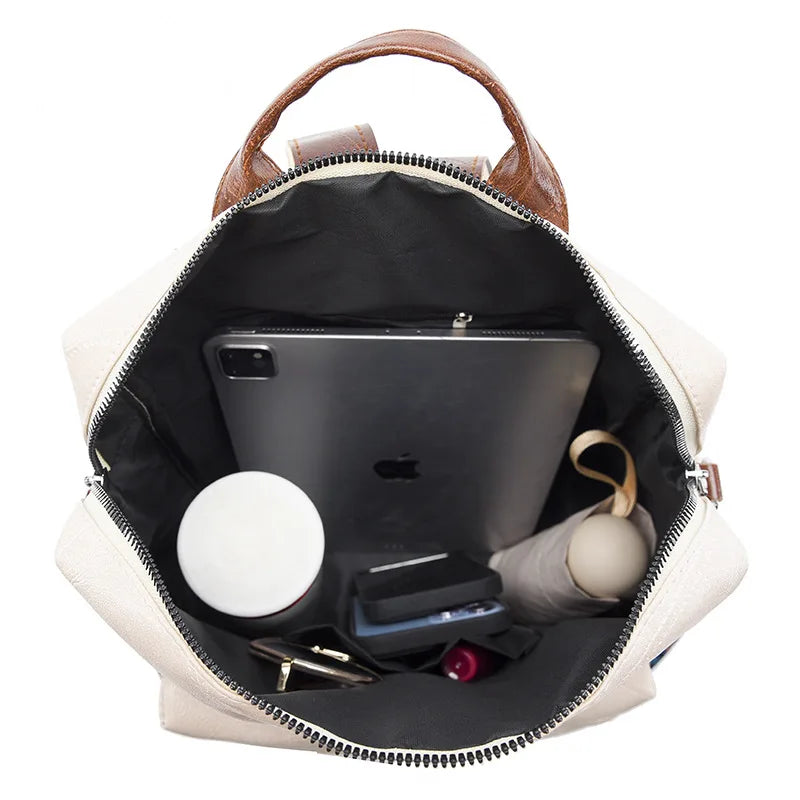 retro PU leather backpack for women anti theft shoulder bag ladies backpack leisure travel backpack large capacity laptop bag