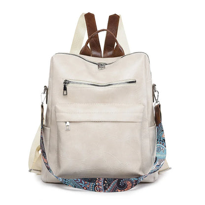 retro PU leather backpack for women anti theft shoulder bag ladies backpack leisure travel backpack large capacity laptop bag