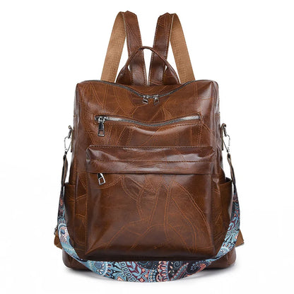 retro PU leather backpack for women anti theft shoulder bag ladies backpack leisure travel backpack large capacity laptop bag