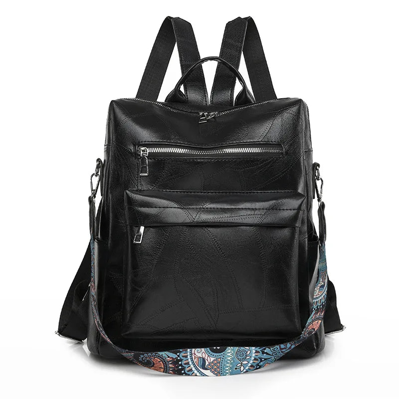 retro PU leather backpack for women anti theft shoulder bag ladies backpack leisure travel backpack large capacity laptop bag