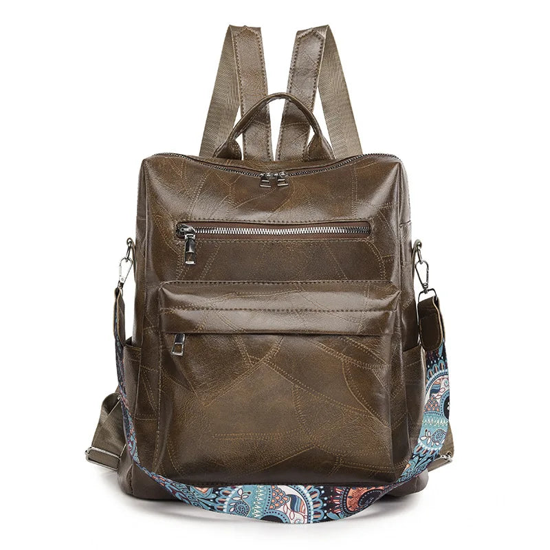retro PU leather backpack for women anti theft shoulder bag ladies backpack leisure travel backpack large capacity laptop bag
