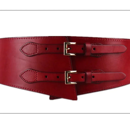 's 10cm Leather Double Row Retro Wide Fashion All-match Girdle High-quality Designer Belt for Women